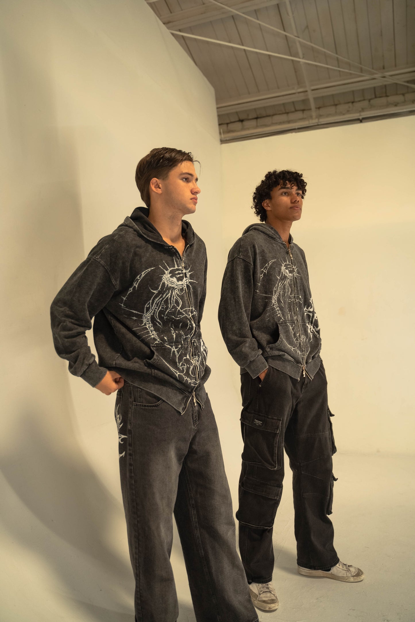 Brandless JJBA Jesus Acid Wash Zip up Hoodie