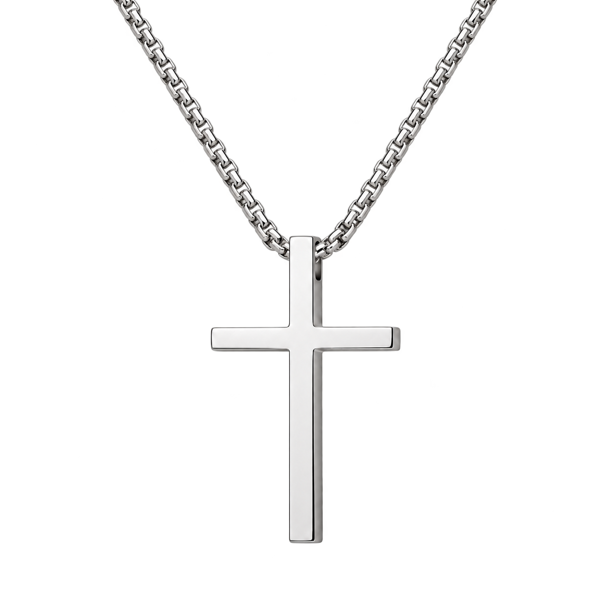 Illustrative flat lay of Silver Cross Necklace
