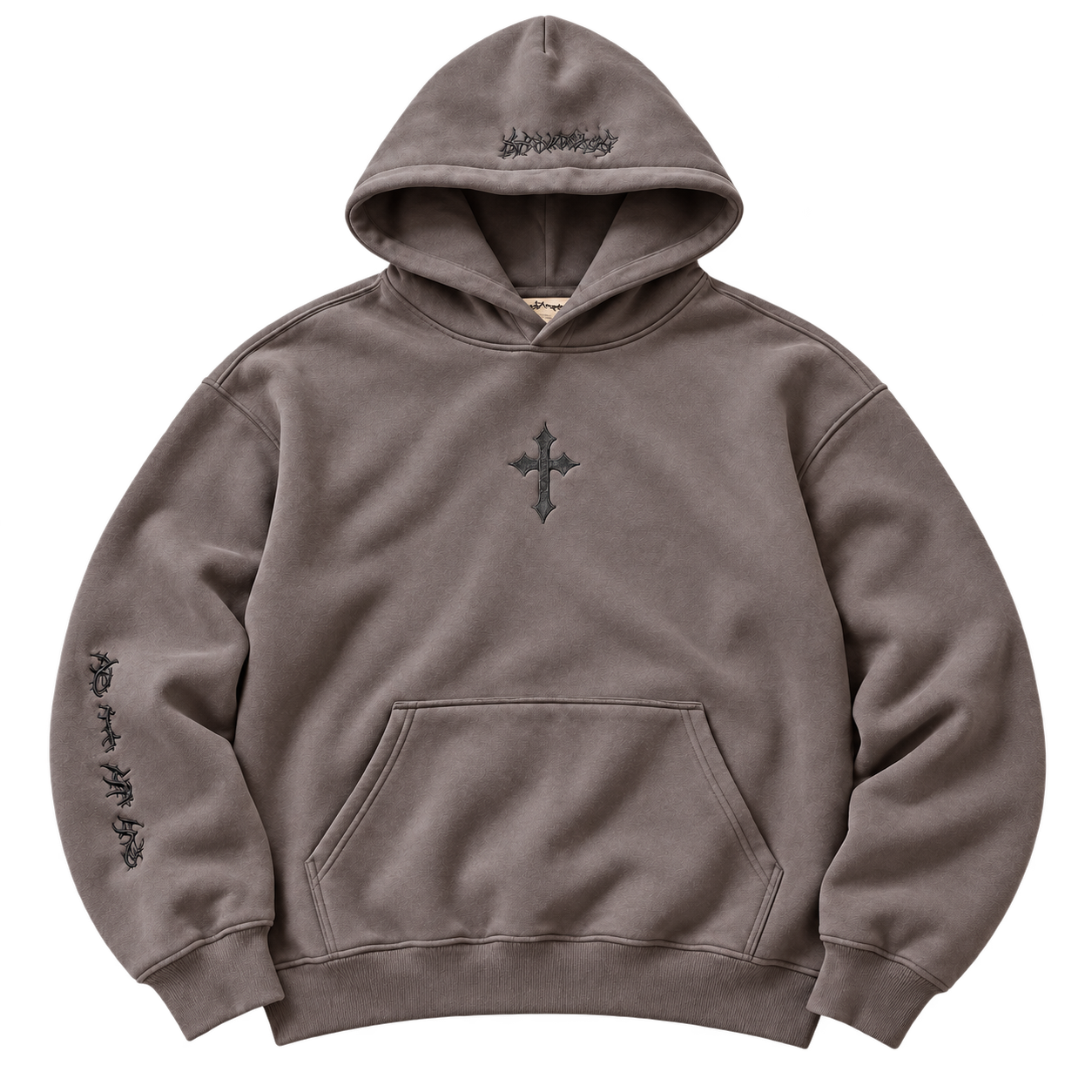 “RISE” Hoodie (Grey and Black) — illustrative flat lay